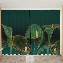 New Green Luxury Plant Flower Blackout Curtains Various Plant Styles High Blackout Bedroom Living Room Curtains 2 Pieces Hot W55 X H120cm X 2&HOOK
