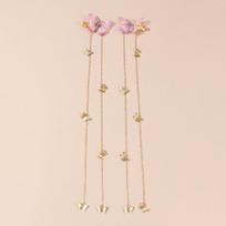 2PCS Girls Vintage Style,Gauze Butterfly Long Chain Grab Clip,Hair Clip,Casual Daily,Travel Hair Clip,Headwear beige