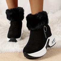 Moteriški stambūs platforminiai batai su užtrauktuku Žieminiai batai su storu platforminiu kulnu (Neslystantis padas) Šilti sniego ankle boots moteriški laisvalaikio batai 35