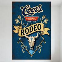 Vintažinis Coors Banquet Rodeo metalinis skardinis ženklas Rustic Western Jaučio kaukolės deimanto dizainas Baras Vyro urvas Namų dekoras 20x30cm（7.8x11.8inch）