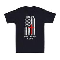 I Can't But I Know A Guy Jesus Cross Christian US Flag Patriotic Men's T-Shirt S įvairiaspalvis