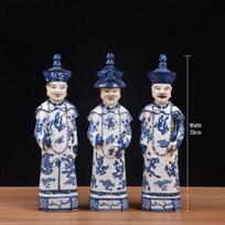 Čing dinastijos imperatoriaus porcelianinė figūrėlė: Kangxi, Yongzheng, Qianlong eros keramikos ornamentas white