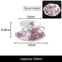 Purple Lily Pattern Mugs Porcelain Cup&saucer Tableware Gilding Coffee Mug Dining Table Afternoon Tea Teacup Fruits Juice Cup 180ml-200ml