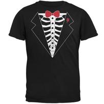Tuxedo Skeleton Costume Black Adult T-Shirt S įvairiaspalvis