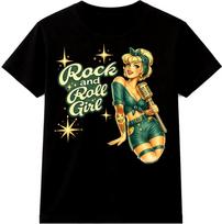 Rock Roll Merginos Marškinėliai Vintage Pin Up Dainininkė Rockabilly Grafinis T-shirt Viršus S įvairiaspalvis