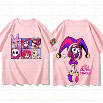 Summer Kids Girl's Boy's THE AMAZING DIGITAL CIRCUS Cartoon Print Creative Fashion Versatile Crew Neck Adult Kids T-Shirt Tops 110
