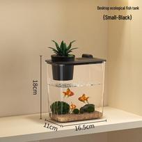 Eco-Friendly Desktop Betta Fish Tank with High-Transparency, Self-Circulating System, Oxygenation, Lid, and Landscaping Features.