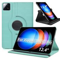 PU Leather Tablet Case for Xiaomi Pad 6S Pro 12.4 inch with 360° Rotation Stand High Quality Protective Shell Cover 6S Pro 12.4 inch dangaus mėlyna spalva
