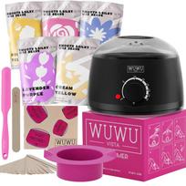 Waxing Kit  Hair Removal Wax Kit Wax Melt Warmer Waxing Beads Face/Brazilian/Full Body/Bikini/Sensitiive skin(19 items) (as the picture-20104-)- black