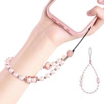Stylish Beaded Phone Wrist Strap Adjustable Lanyard Strong ABS Rope & Pearls Design Mobile Phone Lanyard For Smartphones rožinio aukso spalvos