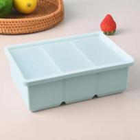 2pcs Easy-Release Silicone Ice Cube Trays with Lids - Flexible, Reusable Large Ice Cube Molds for Freezer, 1 Cup Portions for Soups, Stews, Sauces mėlyna