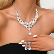 Bridal Necklace and Earrings Set - Luxurious and Stylish Accessories for Women's Parties and Banquets