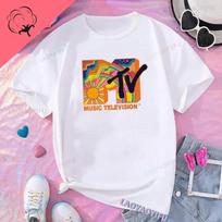 Vintažiniai MTV Muzikinės Televizijos Grafiniai Marškinėliai Moterims Juokingi Unisex Drabužiai Mada Hip Hop TV Marškinėliai Medvilniniai Unisex Klasikiniai Marškinėliai S