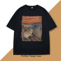 Hyrax Scream Parody Meme TShirt for Men Women Vintage Cotton Short Sleeve Round Neck Tshirts Loose Harajuku S įvairiaspalvis