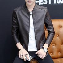 Mens Biker Artificial Leather Jacket Autumn Men's Fashion  Decorative Motorcycle Artificial Leather Coat L ruda