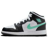 Air Jordan 1 Mid high-top retro basketball shoes white/black/green unisex GS leather DQ8423-103 38.5