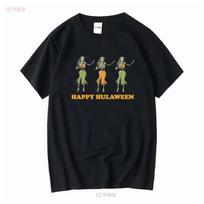 Hawaiian Halloween T Shirt Dancing Hula Skeletons Skeleton Fall Hawaii Kumu 'Uwehe Women long or short sleeves vintage Washed S įvairiaspalvis