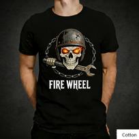 Vintage Skeleton Thunder Bike Graphic T Shirt, Cotton Crew Neck Short Sleeve Tee, Biker Shock Absorber Print Unisex Top S įvairiaspalvis