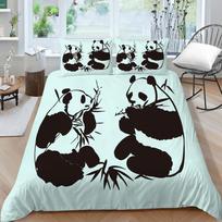 Lovely Giant Panda Printed Bedding Single Double Bed Full Size Pillowcase and Quilt Cover 2 or 3 Animal Patterns Comfortable Home Decoration UK Single 135x200cm