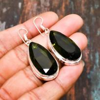 Peridotas, Brangakmenis 925 Sterlingas Sidabras Rankų darbo Nuostabūs Papuošalai Auskaras 1.89 Inches žalia