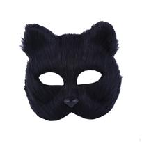 Furry Fox Kaukė Gyvūnų Cosplay Karnavalas Prom Holiday Props Galvos apdangalai Užgavėnės juoda