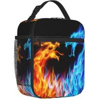 Ice and Fire Dragon Totes Lunch Bag Portable Insulated Lunch Box Back To School Picnic Office Travel 26x21x11CM smėlis