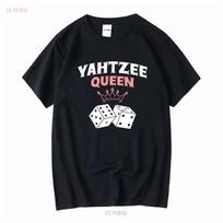 Yahtzee Queen Game Night Dice T Shirt Vintage Washed Graphic Top For Everyday Wear Versatile Casual Designer Clothes Vintage S įvairiaspalvis