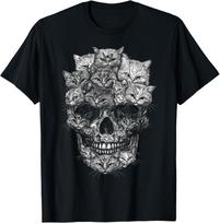 A Skull But It's Cats Kitty Skeleton Halloween Cat Skull T-Shirt, Unisex Tee S įvairiaspalvis
