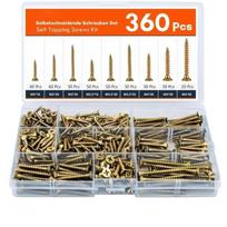360 PCS M 3.5 Self-Drilling Wood Screws Wood Screw Coarse Thread Wood Screws Carbon Steel Rust Resistant Flooring Nails auksas