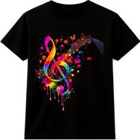 Music Note T-Shirt Treble Clef DJ Festival Colourful Musician Gift Graphic Tee S įvairiaspalvis