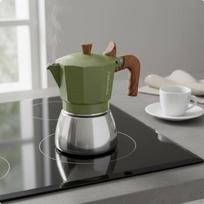 Nerūdijančio plieno viryklės puodas Nešiojamas aukšto slėgio espresso virimo aparatas skirtas Green Ceramic Coated beige