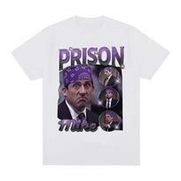 Prison Michael Scott Tribute T-shirt TV Series Office Dwight Schrut Jim Halpert Tshirt Womens Short Sleeve Tshirt S įvairiaspalvis