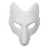 Yousheng Cosplay Fox Masque with Elastic Band Solid Color DIY Painting Carnival Party Ball Masquerade Halloween Costume Animal Shape Face Cushion balta