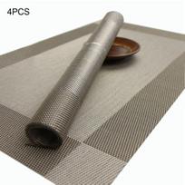 4Pcs/Set Anti-slip Thermal Dining Pad Insulation Placemat Mat Accessory Table sidabro pilka spalva