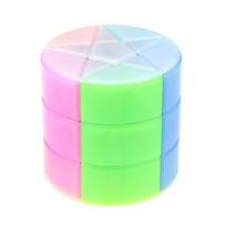 YJ  Rainbow Cylinder 3x3 Magic Cube Puzzle 3x3x3 Cubo Magico Educational Toys for Students 7 Colorful Star Octagon white