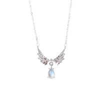 Moonstone Angel Wings Drop Love Necklace for Women Light Luxury Niche Design Fashion