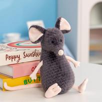 1Pc 25CM Kawaii Sad Mouse Plush Toy Lovely Plush Grey Mouse with Accessories Doll Wears Hat Bag Glasses Birthday Gift