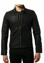 Leather Jacket Casual Biker New Stylish Black Men's Genuine Lambskin Handmade S juoda
