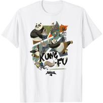 Kung Fu Panda 4 Po ir Zhen prieš Chameleon Veiksmo Scenų Marškinėliai S balta