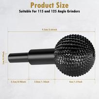 10mm Shank Rotary Ball Gouge Grinding Head  Carbon Steel Sphere Rotary Burr Durable Wood Carving Burr for 115/125 Angle Grinder juoda