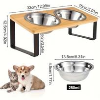 1pc Wooden Pet Feeder Bowl Stand Dog Elevated Feeding Bowl Bracket Floor Standing Wooden Dog Bowl Elevator Stand