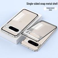 Google Pixel 8 Pro/7A Metal Frame Snap-On Magnetic Phone Case Pixel 8 sidabras