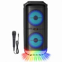 Portable Wireless Outdoor Speaker with 6 Inch Dual Horn Subwoofer, 1200W High-Powered Bass Sound and Built-in Microphone for Bluetooth Connectivity