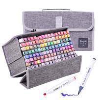 Sanjoki Marker Pen Soft Brush 120 and Fine Hobby Art with Carrying Case Set, Tip, Colors, Double-Ended (Broad Tips), Supplies,