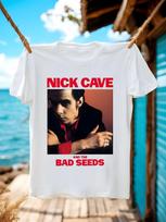 Official Nick Cave and the Bad Seeds  Band T-shirt - Vintage Rock Tee with Red Text Logo S įvairiaspalvis