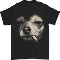 Dog Smoking Cigarette Funny Chihuahua Meme T-Shirt S įvairiaspalvis