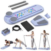 4 in 1 Foldable Pilates Reformer Machine, Auto Rebound Abdominal Board, Full Body Workout Equipment