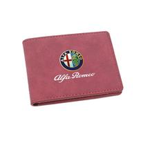 WTOM1 Car Driver License Suede Leather Bag Auto Driving Documents Wallet For Alfa Romeo 156 159 147 4C 8C 166 Giulia Giulietta Mito raudona