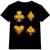 Poker T Shirt Royal Gold Card Suits Casino Gambling Graphic Tee S įvairiaspalvis