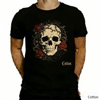 Vintage Steampunk Skeleton Rose Graphic T Shirt, Cotton Crew Neck Short Sleeve Tee, Gear Thorn Print Unisex Top S įvairiaspalvis